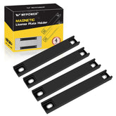 WFPOWER front view of four magnetic license plate holders showing complete set and quick install benefit
