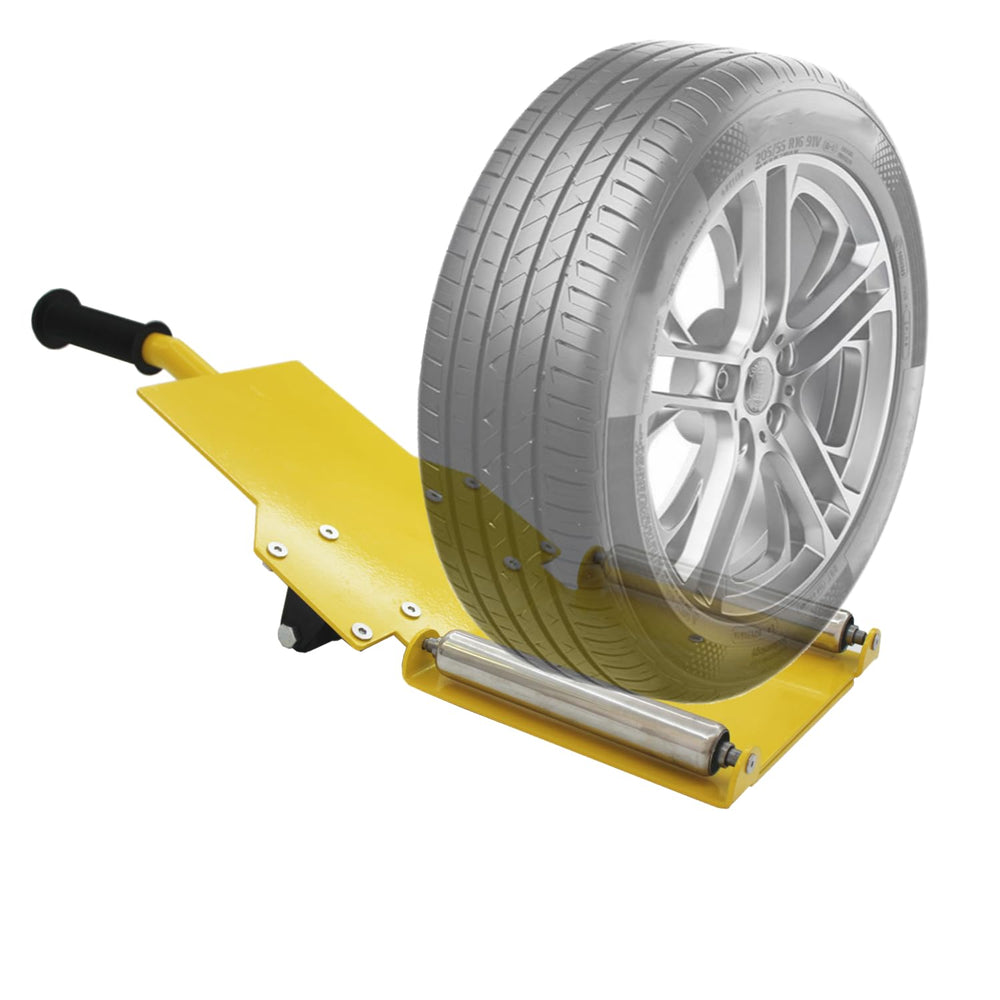 WHLZYEVA front view of wheel lifter showing compact design and quick setup