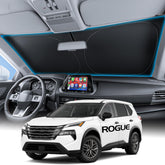 Wigoo front fit on Nissan Rogue windshield showing full coverage and cooler cabin