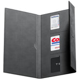 Wigoo front view closed showing sleek black microfiber and secure magnetic closure, organized convenience