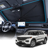 Wigoo front windshield full-coverage showing precise fit and sun blocking benefit
