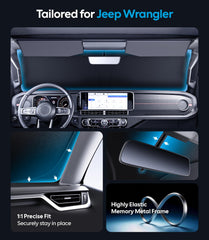 Wigoo installed inside Jeep Wrangler demonstrating quick setup and shade benefit