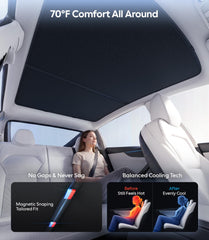 Wigoo installed front sunshade in Tesla Model Y demonstrating reduced glare