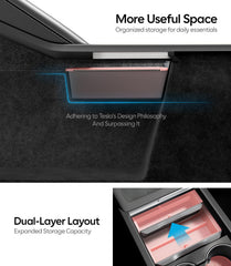 Wigoo installed in Tesla Model 3 Highland keeping items organized and quiet