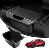 Wigoo front view installed in Tesla Model Y showing neat storage benefit