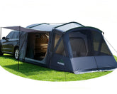 WildFinder front view of SUV tent showing roomy covered entry and shelter benefit