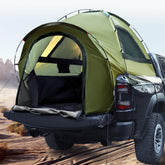 WildFinder front overview showing tent mounted on pickup bed for protected sleeping