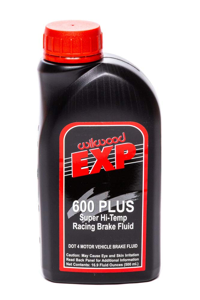 Wilwood EXP 600 Plus front label showing product name and DOT 4 benefit