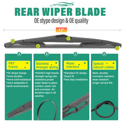 WINDSMILE wipers beside ruler showing 26 inches, 15 inches, 12 inches fit accuracy