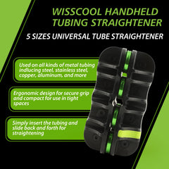 Wisscool straightener next to ruler for scale demonstrating compact size and jobsite convenience