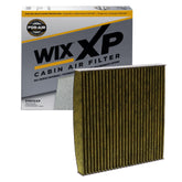 WIX front view of packaged cabin filter showing model and fitment, improves cabin air