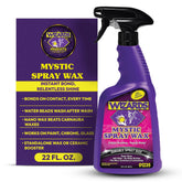 Wizards bottle front view showing label and spray nozzle for easy use