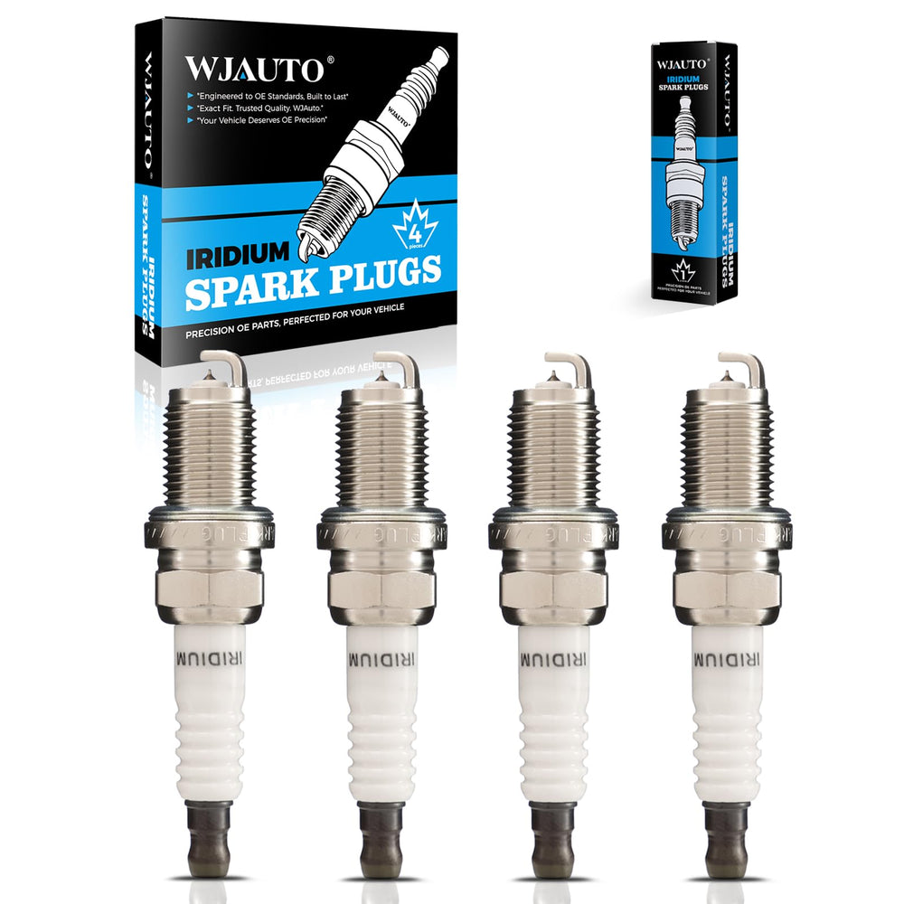 WJAUTO front packaging showing four iridium spark plugs and clear labeling for quick identification