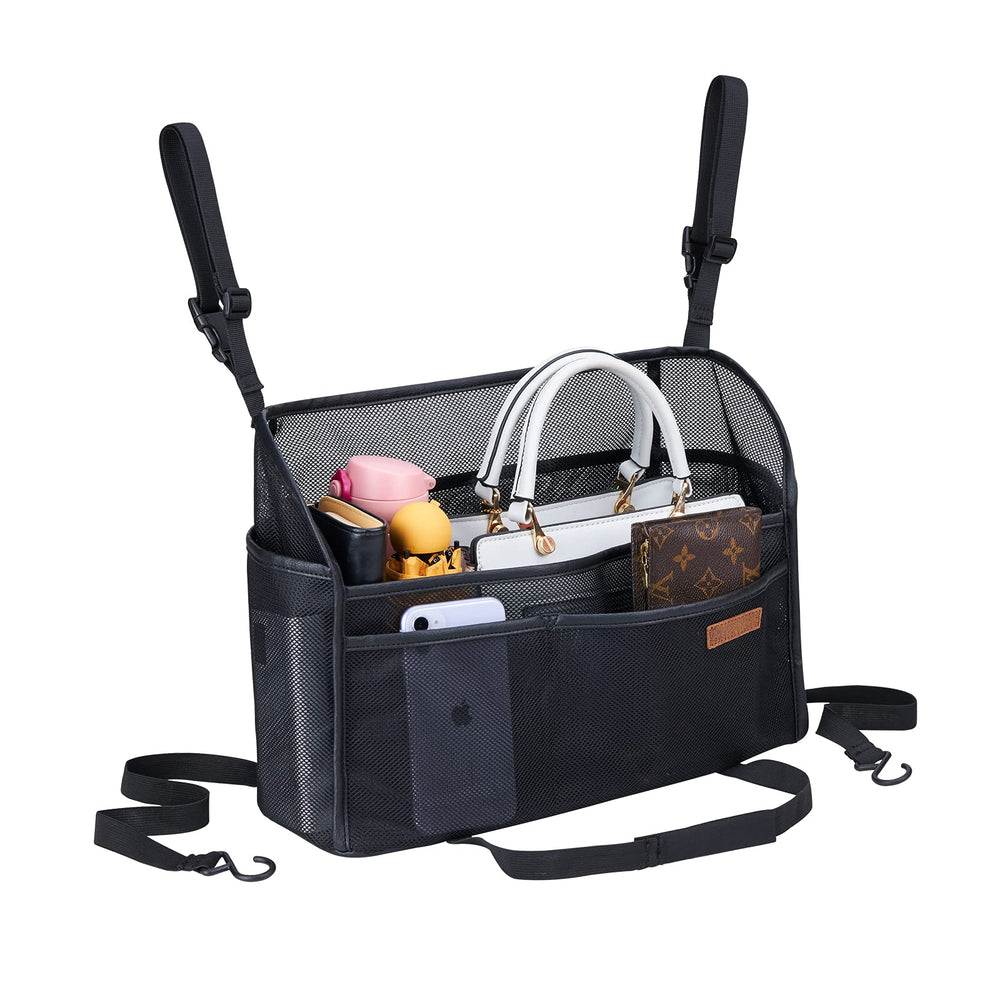 WLLWOO front view of hanging organizer showing pocket layout and accessibility