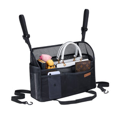 WLLWOO front view of hanging organizer showing pocket layout and accessibility