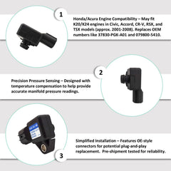 Wmeick MAP sensor rear mounting detail showing secure installation benefit
