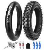 WNOOENG tire front view showing fit on 12-inch rim with secure traction