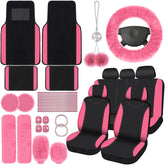 Woanger front seat covers showing plush comfort and cohesive pink style