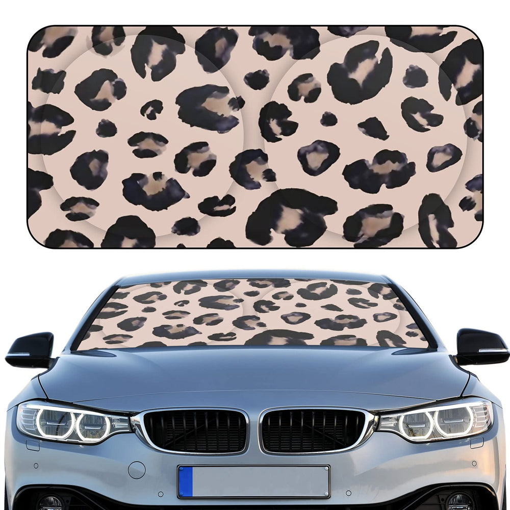 Woanger front view leopard sunshade blocking sunlight and reducing cabin heat