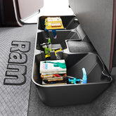 wonderdriver front view of under seat box showing neat fit and hidden storage