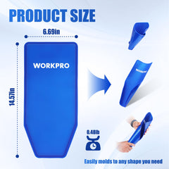WORKPRO flexible funnel flat lay demonstrating compact, rollable storage benefit