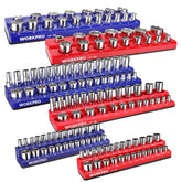 WORKPRO front view of six colored magnetic socket trays showing compact organization