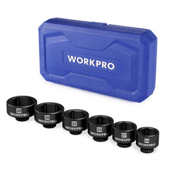 WORKPRO front view of complete 24–38mm socket set showing compact case and sizes