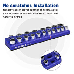 WORKPRO sockets arranged on the tray for fast selection and organized workflow