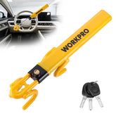WORKPRO steering lock front view showing solid construction and deterrent benefit