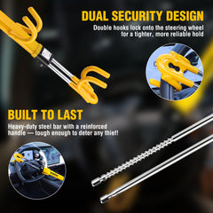WORKPRO lock installed on steering wheel preventing rotation and theft