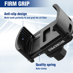 WORKPRO wrench in engine bay delivering easier oil filter removal