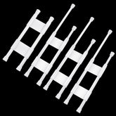 Worldity front view of tension rods showing compact white bars and secure fit