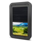 Wosijm front view of complete entry door window kit showing clean black frame and glass