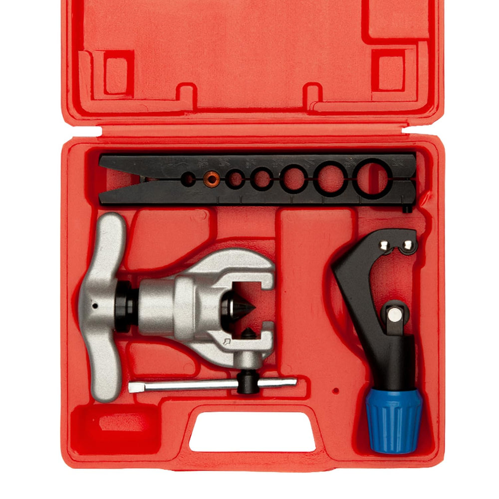 Wostore front view of full flaring toolset in case showing organization and portability