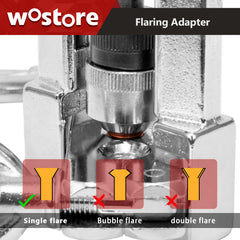 Wostore swaging adapters arranged to show size range and expand tube ends