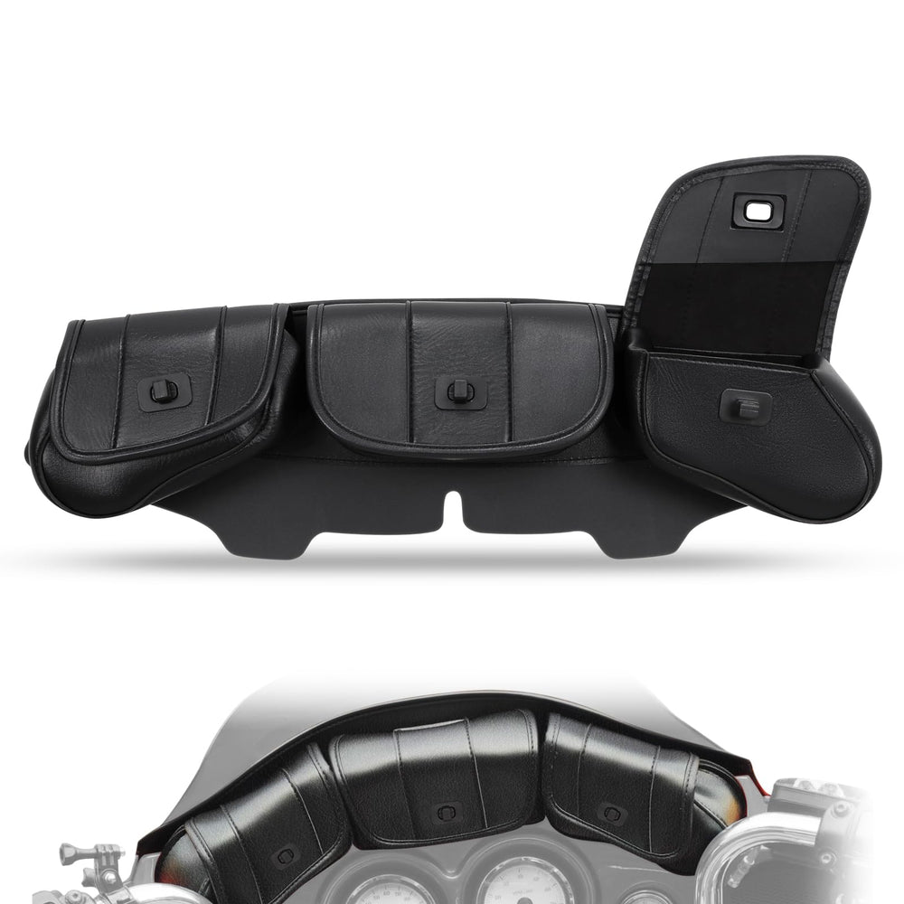 WOWTK front view fairing pouch shows neat storage and easy access