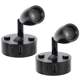 WTNYOU front view of two mounted RV reading lights showing compact profile and focused benefit