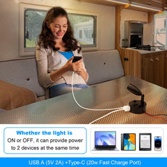 WTNYOU detail of USB-A and USB-C ports showing charging convenience and fast-power benefit