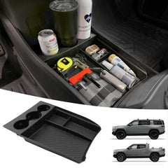 Wuchurth front view of console tray showing neat organization and easy reach