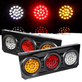 WUSHIXAN front view round LED tail light showing clear lens and visibility benefits