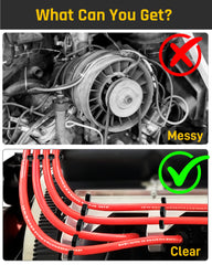 Wyckoff spark plug wires routed through separators on V8 engine showing reduced cross-firing risk