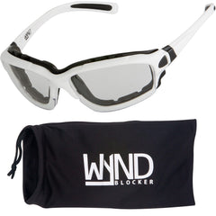 WYND Blocker Halvert front view white frame showing full coverage for riding