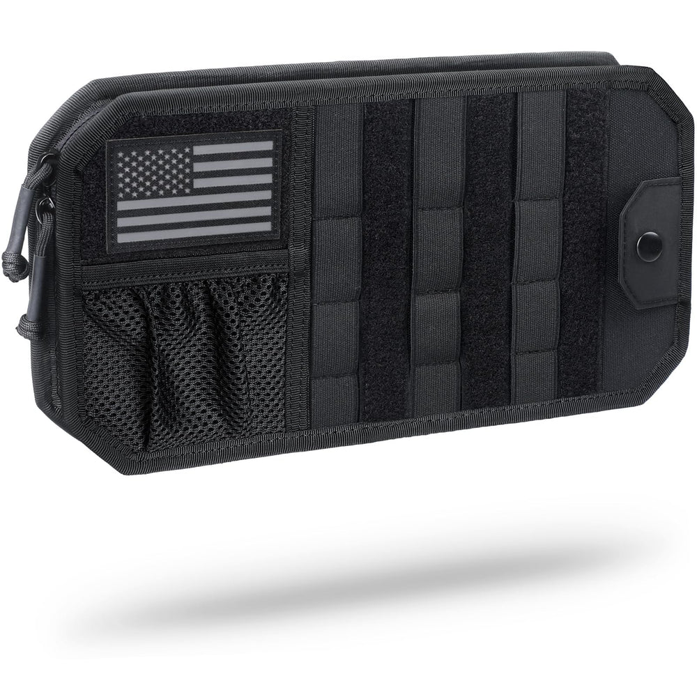 WYNEX front view of visor organizer showing pockets and Molle for organized storage