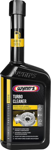 Wynn's bottle front view showing product and benefit of freeing turbo vanes