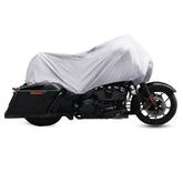 X AUTOHAUX front view of silver XL half cover protecting tank and seat, shows quick protection benefit