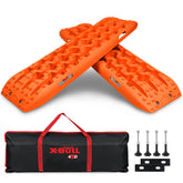 X-BULL front view of orange tracks showing ramp design and immediate traction benefit