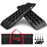 X-BULL front view showing packaged tracks and compact bag for quick access