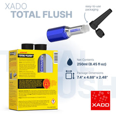 XADO bottle side view highlighting capacity and usage instructions for easy reference