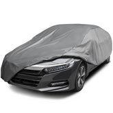 XCAR front full view on sedan showing full-coverage protection and curb appeal