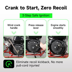 XIKOBY crank handle close-up showing ergonomic grip for easier starts